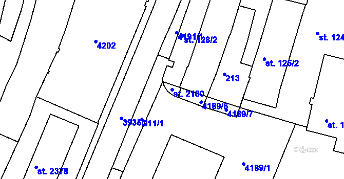 Parcela st. 2100 v KÚ Trhové Sviny, Katastrální mapa