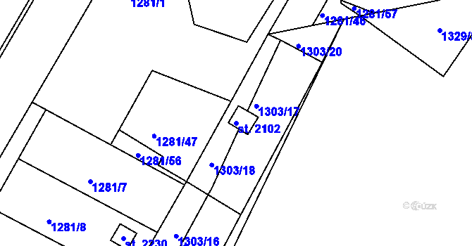 Parcela st. 2102 v KÚ Trhové Sviny, Katastrální mapa