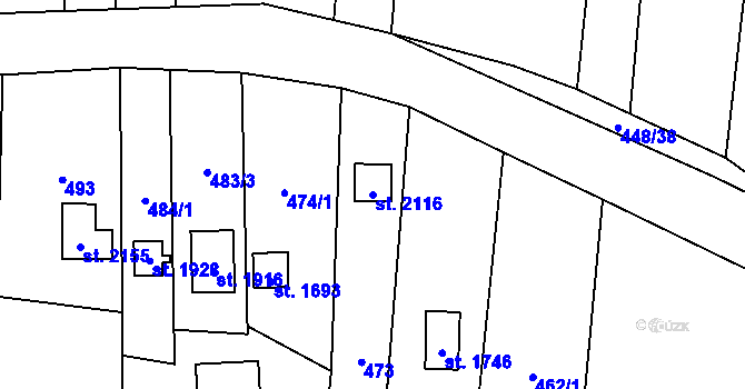 Parcela st. 2116 v KÚ Trhové Sviny, Katastrální mapa