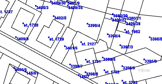 Parcela st. 2127 v KÚ Trhové Sviny, Katastrální mapa