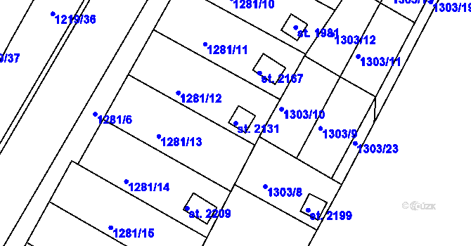 Parcela st. 2131 v KÚ Trhové Sviny, Katastrální mapa