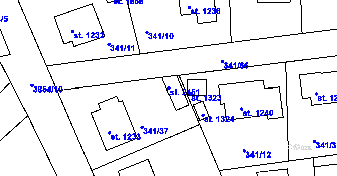 Parcela st. 2151 v KÚ Trhové Sviny, Katastrální mapa