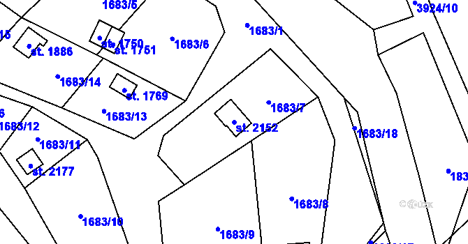 Parcela st. 2152 v KÚ Trhové Sviny, Katastrální mapa