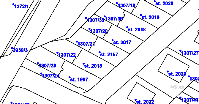 Parcela st. 2157 v KÚ Trhové Sviny, Katastrální mapa