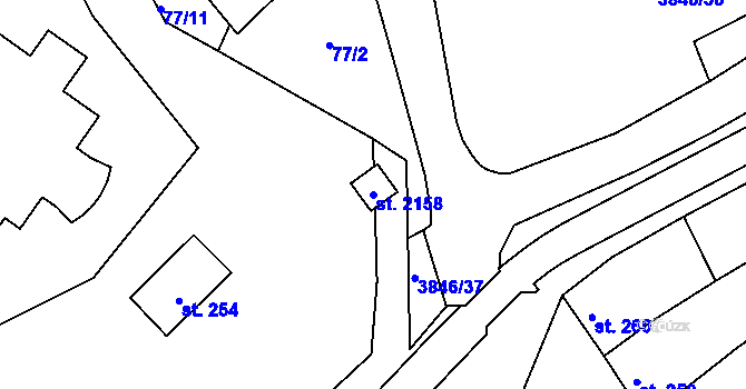 Parcela st. 2158 v KÚ Trhové Sviny, Katastrální mapa
