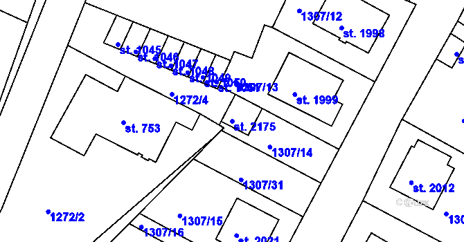 Parcela st. 2175 v KÚ Trhové Sviny, Katastrální mapa