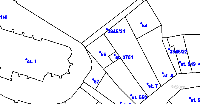 Parcela st. 56 v KÚ Trhové Sviny, Katastrální mapa
