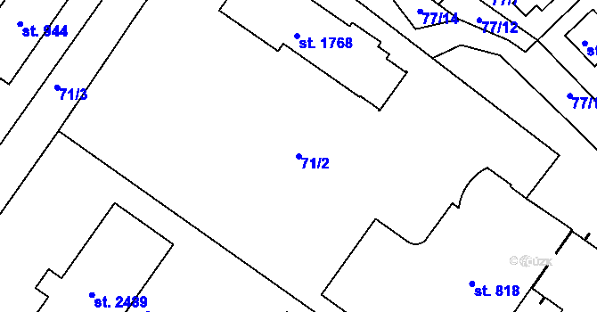 Parcela st. 71/2 v KÚ Trhové Sviny, Katastrální mapa