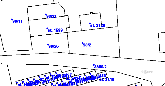 Parcela st. 98/2 v KÚ Trhové Sviny, Katastrální mapa