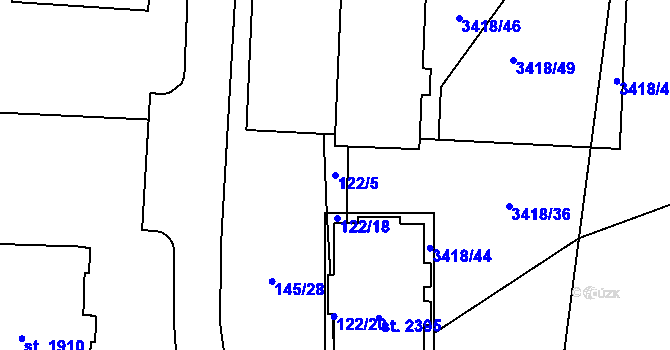 Parcela st. 122/5 v KÚ Trhové Sviny, Katastrální mapa
