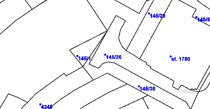 Parcela st. 145/26 v KÚ Trhové Sviny, Katastrální mapa