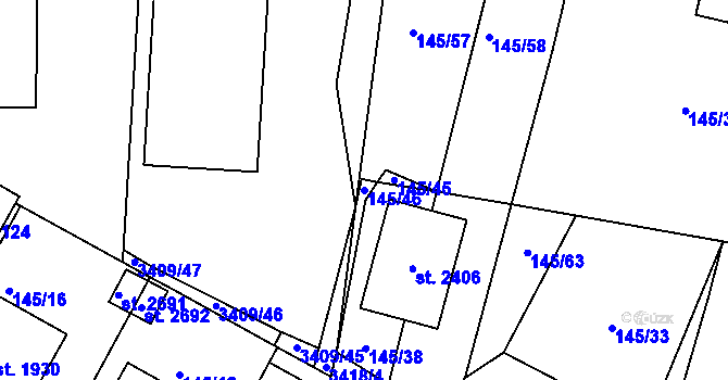 Parcela st. 145/46 v KÚ Trhové Sviny, Katastrální mapa