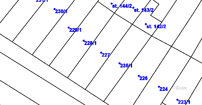 Parcela st. 227 v KÚ Trhové Sviny, Katastrální mapa