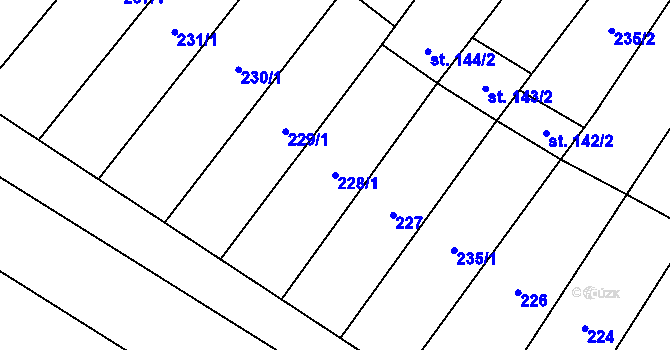 Parcela st. 228/1 v KÚ Trhové Sviny, Katastrální mapa