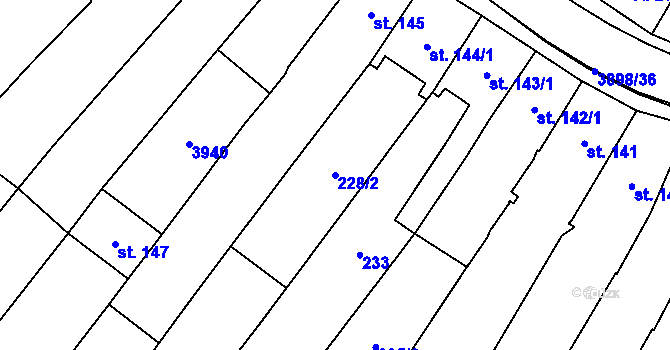 Parcela st. 228/2 v KÚ Trhové Sviny, Katastrální mapa