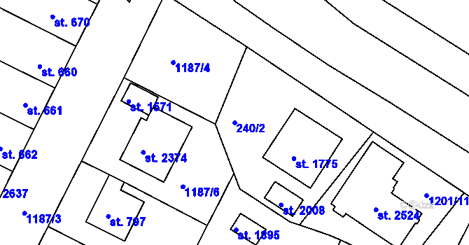 Parcela st. 240/2 v KÚ Trhové Sviny, Katastrální mapa