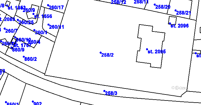 Parcela st. 258/2 v KÚ Trhové Sviny, Katastrální mapa