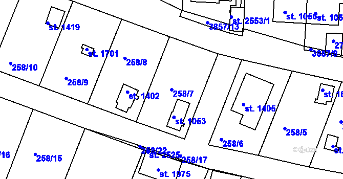 Parcela st. 258/7 v KÚ Trhové Sviny, Katastrální mapa