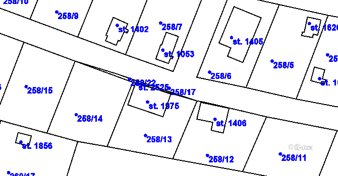 Parcela st. 258/17 v KÚ Trhové Sviny, Katastrální mapa