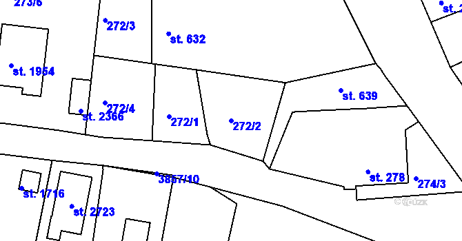 Parcela st. 272/2 v KÚ Trhové Sviny, Katastrální mapa