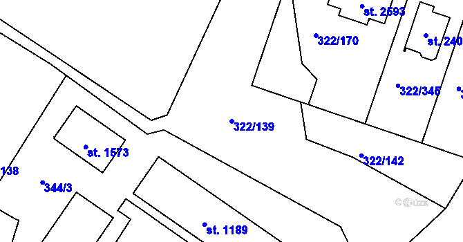 Parcela st. 322/139 v KÚ Trhové Sviny, Katastrální mapa