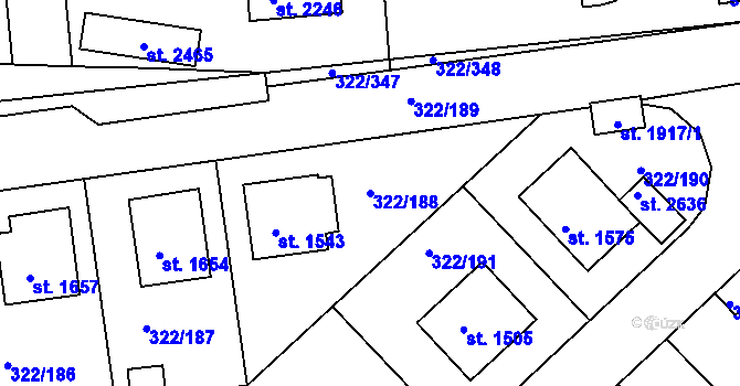 Parcela st. 322/188 v KÚ Trhové Sviny, Katastrální mapa