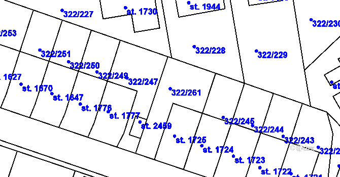 Parcela st. 322/261 v KÚ Trhové Sviny, Katastrální mapa