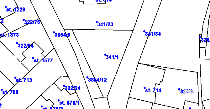 Parcela st. 341/1 v KÚ Trhové Sviny, Katastrální mapa