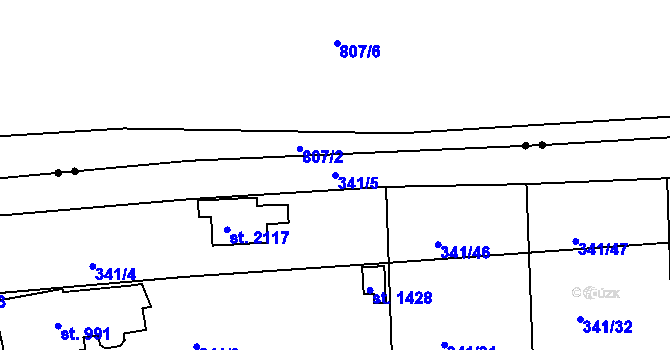 Parcela st. 341/5 v KÚ Trhové Sviny, Katastrální mapa