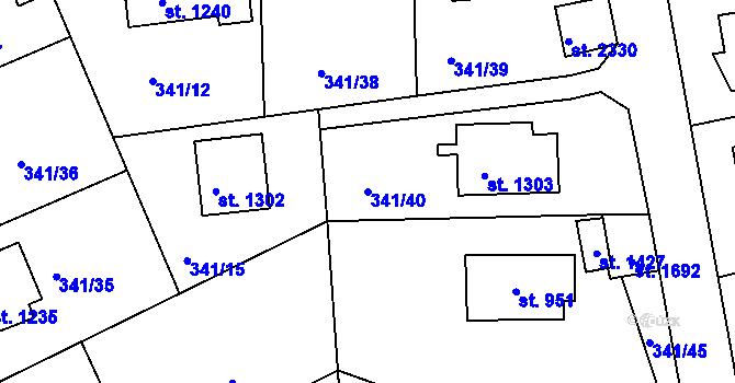 Parcela st. 341/40 v KÚ Trhové Sviny, Katastrální mapa