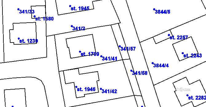 Parcela st. 341/56 v KÚ Trhové Sviny, Katastrální mapa