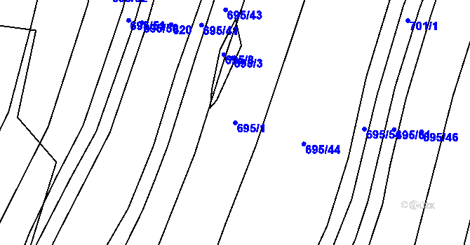 Parcela st. 695/1 v KÚ Trhové Sviny, Katastrální mapa