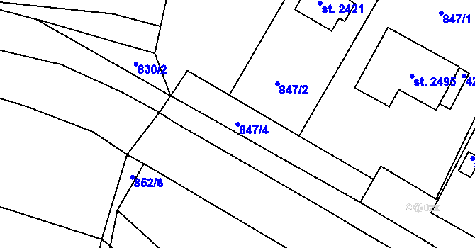 Parcela st. 847/4 v KÚ Trhové Sviny, Katastrální mapa
