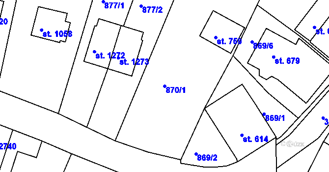 Parcela st. 870/1 v KÚ Trhové Sviny, Katastrální mapa