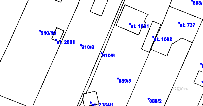 Parcela st. 910/9 v KÚ Trhové Sviny, Katastrální mapa