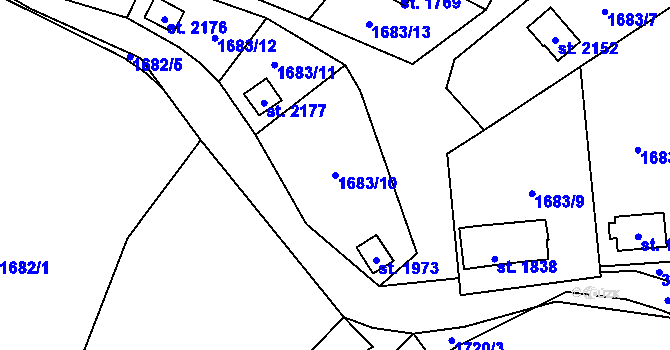 Parcela st. 1683/10 v KÚ Trhové Sviny, Katastrální mapa