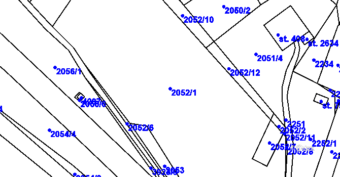 Parcela st. 2052/1 v KÚ Trhové Sviny, Katastrální mapa