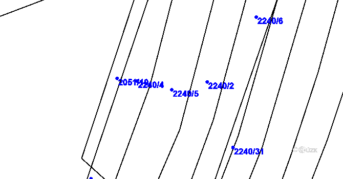 Parcela st. 2240/5 v KÚ Trhové Sviny, Katastrální mapa