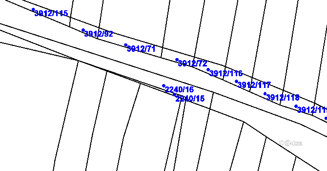 Parcela st. 2240/16 v KÚ Trhové Sviny, Katastrální mapa