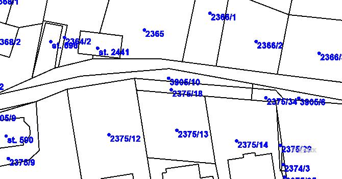 Parcela st. 2375/18 v KÚ Trhové Sviny, Katastrální mapa