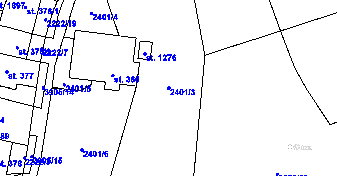 Parcela st. 2401/3 v KÚ Trhové Sviny, Katastrální mapa