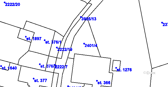 Parcela st. 2401/4 v KÚ Trhové Sviny, Katastrální mapa
