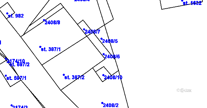 Parcela st. 2408/6 v KÚ Trhové Sviny, Katastrální mapa