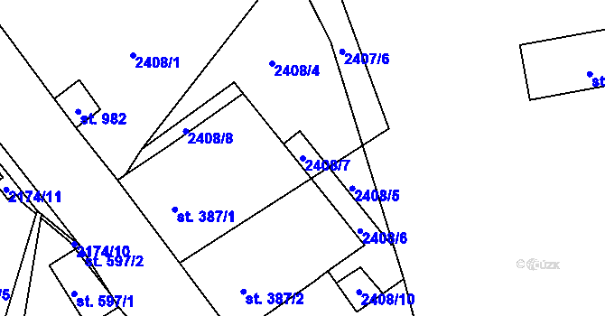 Parcela st. 2408/7 v KÚ Trhové Sviny, Katastrální mapa
