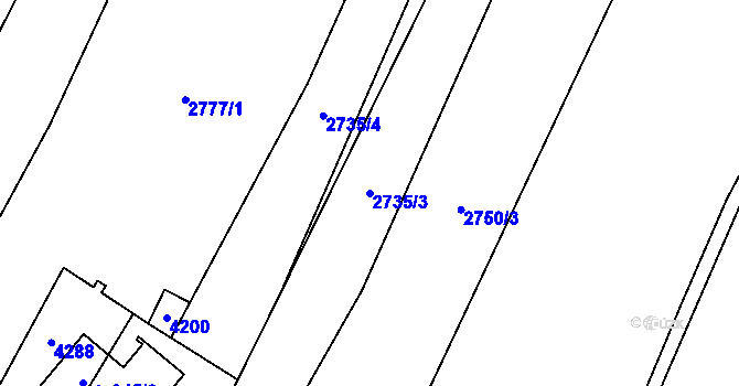 Parcela st. 2735/3 v KÚ Trhové Sviny, Katastrální mapa