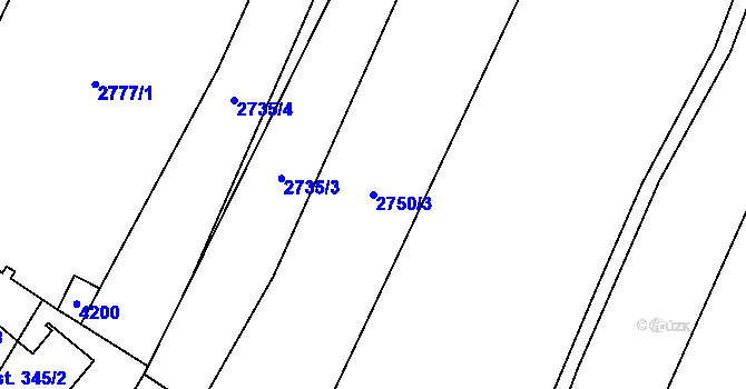 Parcela st. 2750/3 v KÚ Trhové Sviny, Katastrální mapa