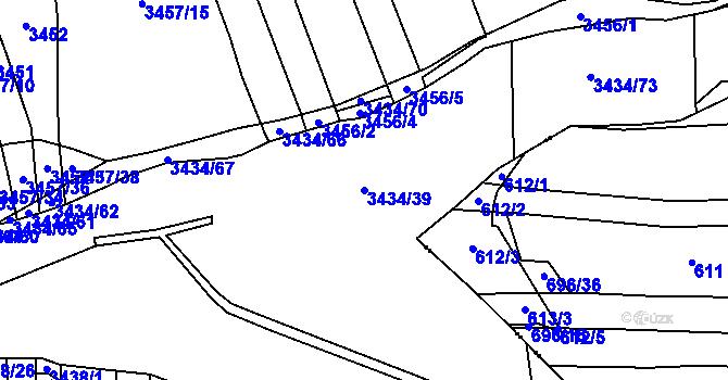 Parcela st. 3434/39 v KÚ Trhové Sviny, Katastrální mapa