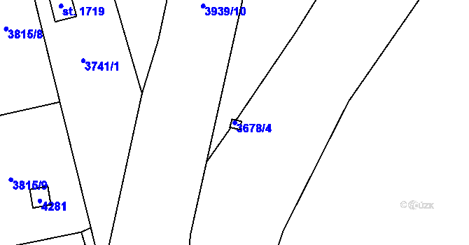 Parcela st. 3678/4 v KÚ Trhové Sviny, Katastrální mapa