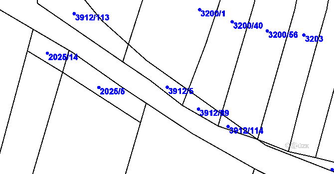 Parcela st. 3912/5 v KÚ Trhové Sviny, Katastrální mapa