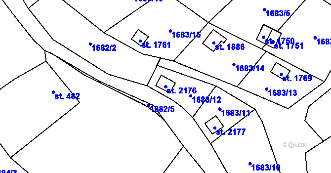 Parcela st. 2176 v KÚ Trhové Sviny, Katastrální mapa